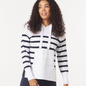 Glyder Elite Hoodie: White/Navy Stripe